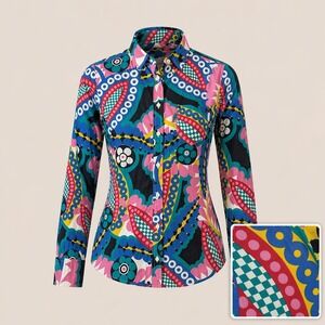 J. Crew Classic Fit Boy Shirt in Ratti Kaleidoscope Floral Womens Size 4 Pocket